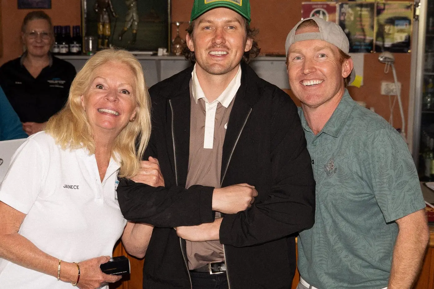 Kearney thanks Janece Peters and Josh Crawford for their efforts throughout the charity day.