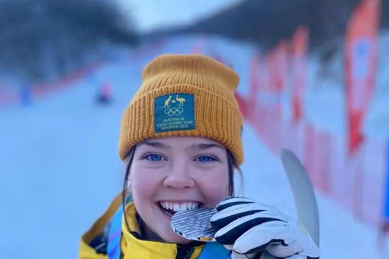 ATHLETE: Jindabyne\\'s Lottie Lodge (pictured) was awarded Junior Athlete of the Year at the 2024 Snow Australia Awards shared by freeskier Daisy Thomas.