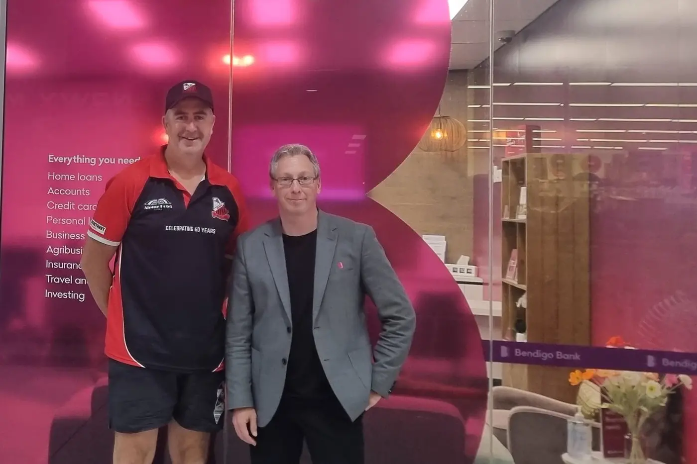 SUPPORT: Bendigo Bank\\'s senior manager lending, Jacob Krog (right), says the organisation is pleased to be the new major sponsor of Cooma junior rugby union. Mr Krog is thanked by Cooma Red Devils life member and committee member, Marcus Caldwell. PHOTO: Cooma Rugby Union Club