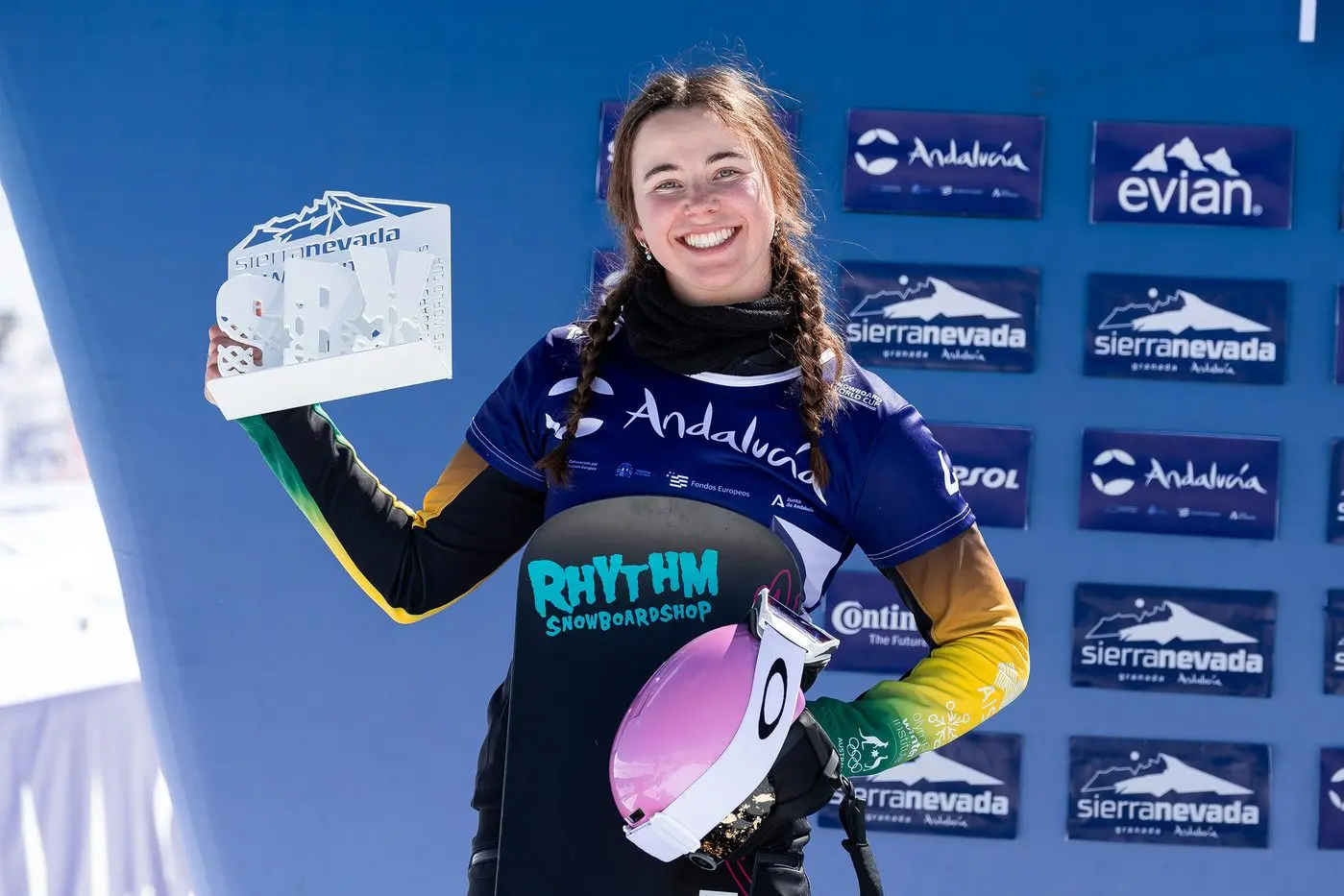 SILVER: Baff claims a World Cup snowboard cross silver medal in Spain. PHOTO: Olympic Winter Institute of Australia