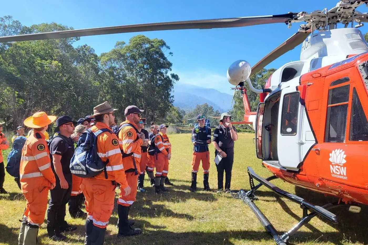 AIRBORNE: Volunteers were airlifted to the top of the search area to conserve their energy for the long and physical days ahead. PHOTOS: Supplied