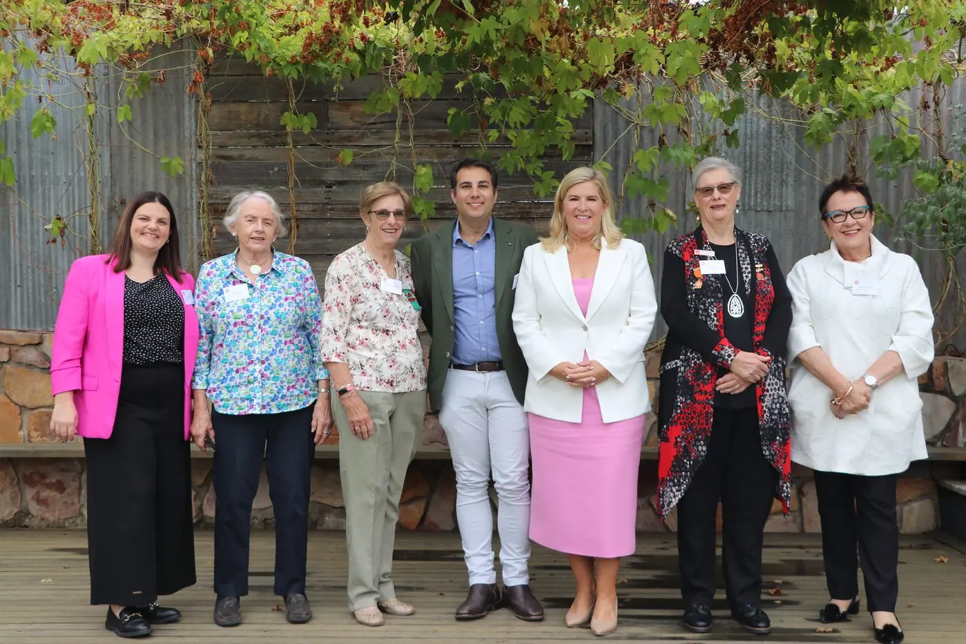 FORUM: Sarah Norris, Snowy Hydro Manager Communications, Marketing and Engagement; Sue Litchfield, Cooma Hospital Auxiliary president, Margaret Wainwright of the Cooma Hospital Auxiliary; Snowy Monaro Mayor Chris Hanna; Shadow Minister for Health Bronnie Taylor; Sally Cronberger, United Hospital Auxiliary state president; and Margaret Bennett, CEO Southern Local Health District. The group celebrated the achievements of hospital auxiliaries across NSW. PHOTO: Luke Treadwell