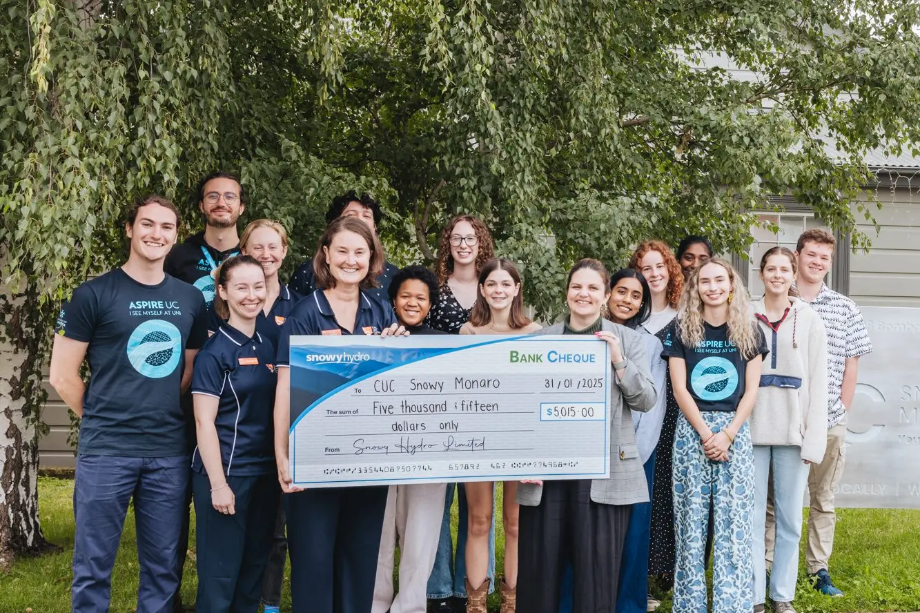 SUPPORT: Country Universities Centre Snowy Monaro manager, Nadine Holland (left), and Snowy Hydro\\u2019s, Sarah Norris (right), hold a $5015 cheque which funded the Speak Up program.\\n PHOTO: Snowy Hydro