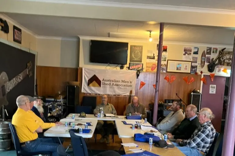 COMMUNITY: Snowy region Men\\'s Shed representatives gather for their muster at the Federal Hotel, Nimmitabel. PHOTO: Karen Forman