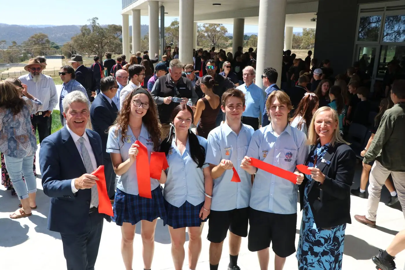 OPENING: Member for Monaro, Steve Whan, joined Jindabyne High School students and principal, Kelly Henretty at the unveiling of the new Jindabyne education campus. PHOTO: Trista Heath