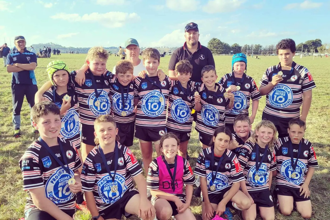 WINNERS: The Cooma Colts under 12 side celebrate winning their division of the Bombala junior rugby league carnival. Hundreds of players from Bombala, Cooma and the Far South Coast contested the competition. PHOTO: Cooma Colts