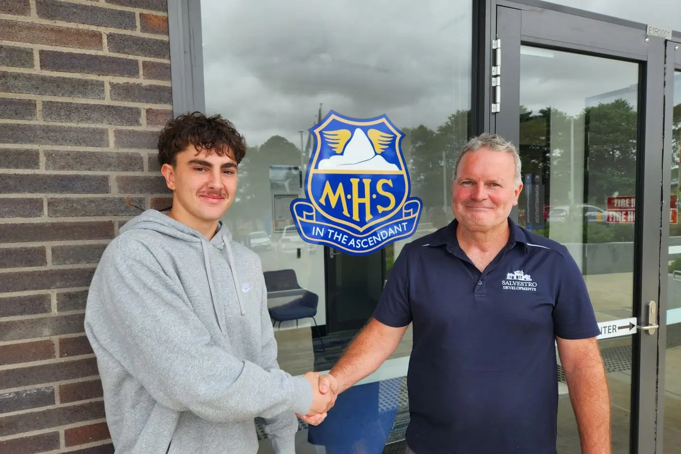OPPORTUNITY: Monaro High School student Riley McKenzie has been employed by Salvestro Developments to complete a school-based apprenticeship over the next two years. Riley is pictured with employer, Ricky Salvestro. PHOTO: Monaro High School 