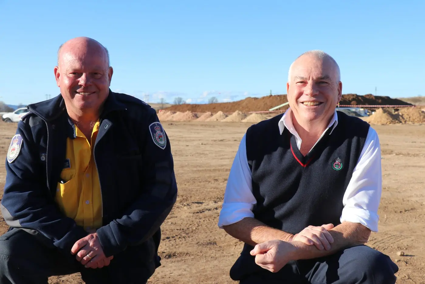 PROGRESS: Monaro RFS inspector, Langdon Gould (left), and superintendent, Jim Darrant, inspect the site where the new Monaro Fire Control Centre will be located. PHOTO: Nathan Thompson