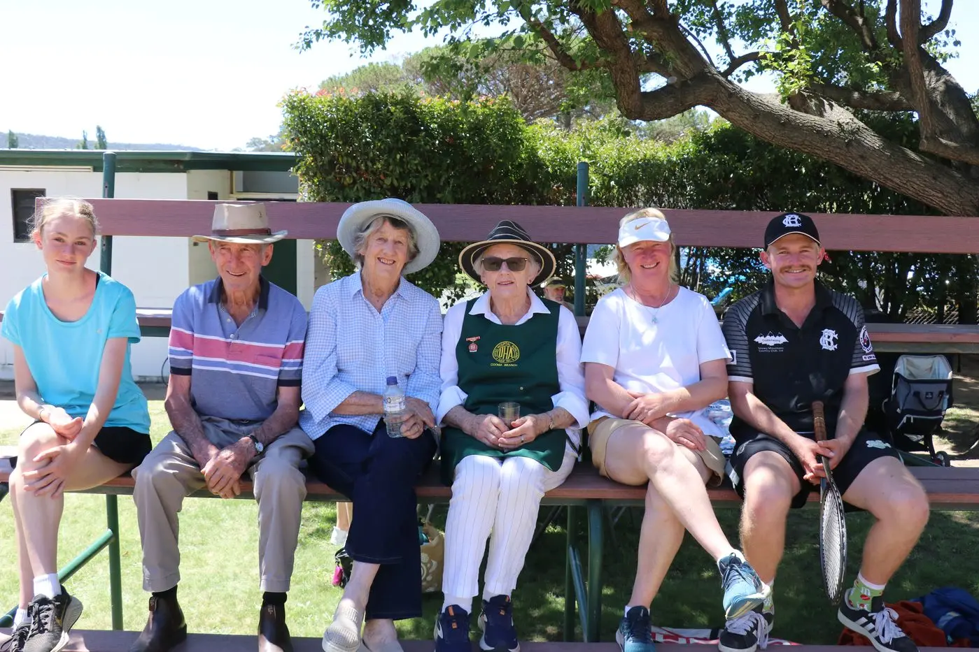 ACE DAY: Enjoying the Cooma Royal Tennis Club doubles day are (left to right): Lily Star, Peter Haylock, Margaret Haylock, Sue Litchfield - Cooma Hospital Auxiliary president, Al Starr, and Russ Haylock. PHOTOS: Nathan Thompson
