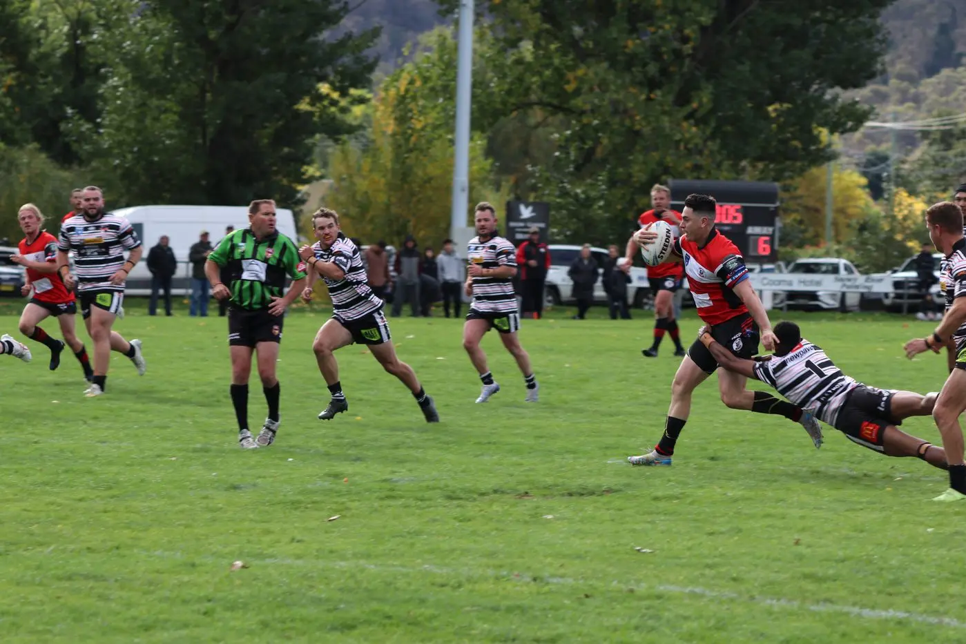 NEW SEASON: Stallions fullback Eroni Biukoto makes a desperate tackle on his opposite number last season. The Stallions start their 2024 season at home on Saturday. PHOTO: Luke Treadwell