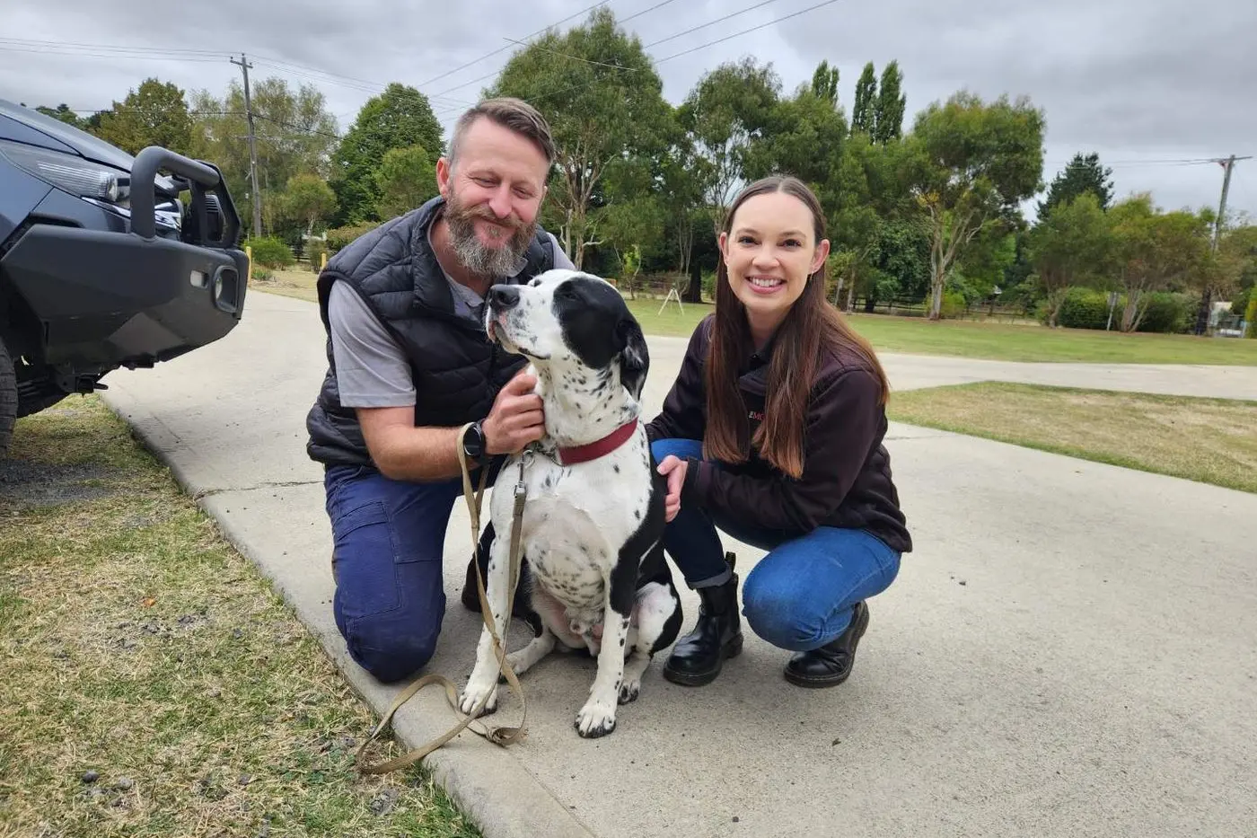 ADOPT: Byron and Trista Heath adopt Ned from Council after spending six months as part of the  Corrective Services rehabilitation program.