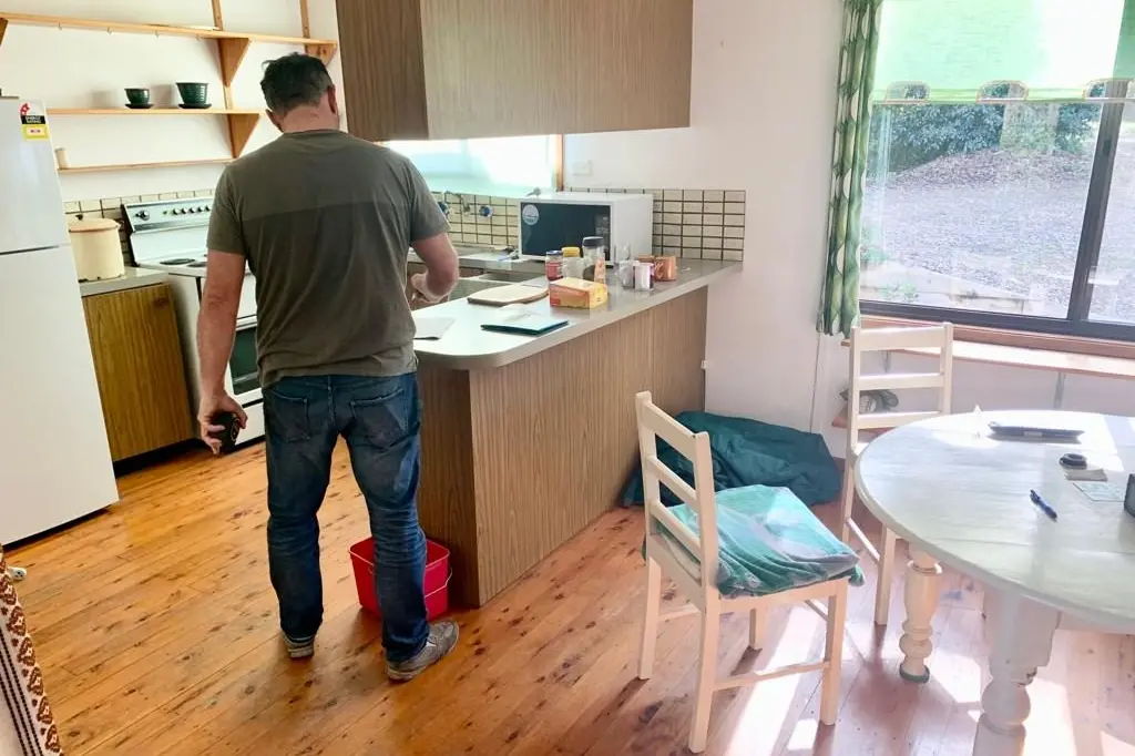 BEFORE: Avi\\'s  kitchen in Wallaga Lake in Bermagui before the renovation. 