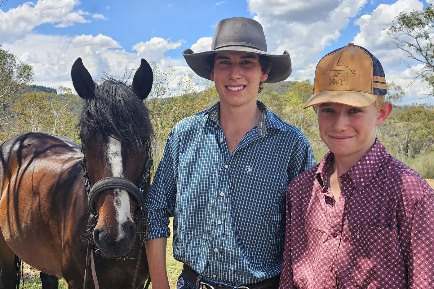RINGER: Hayden Walters with his best mate, Charlie Rogerson, who got him into working on the land. PHOTOS: Karen Forman
