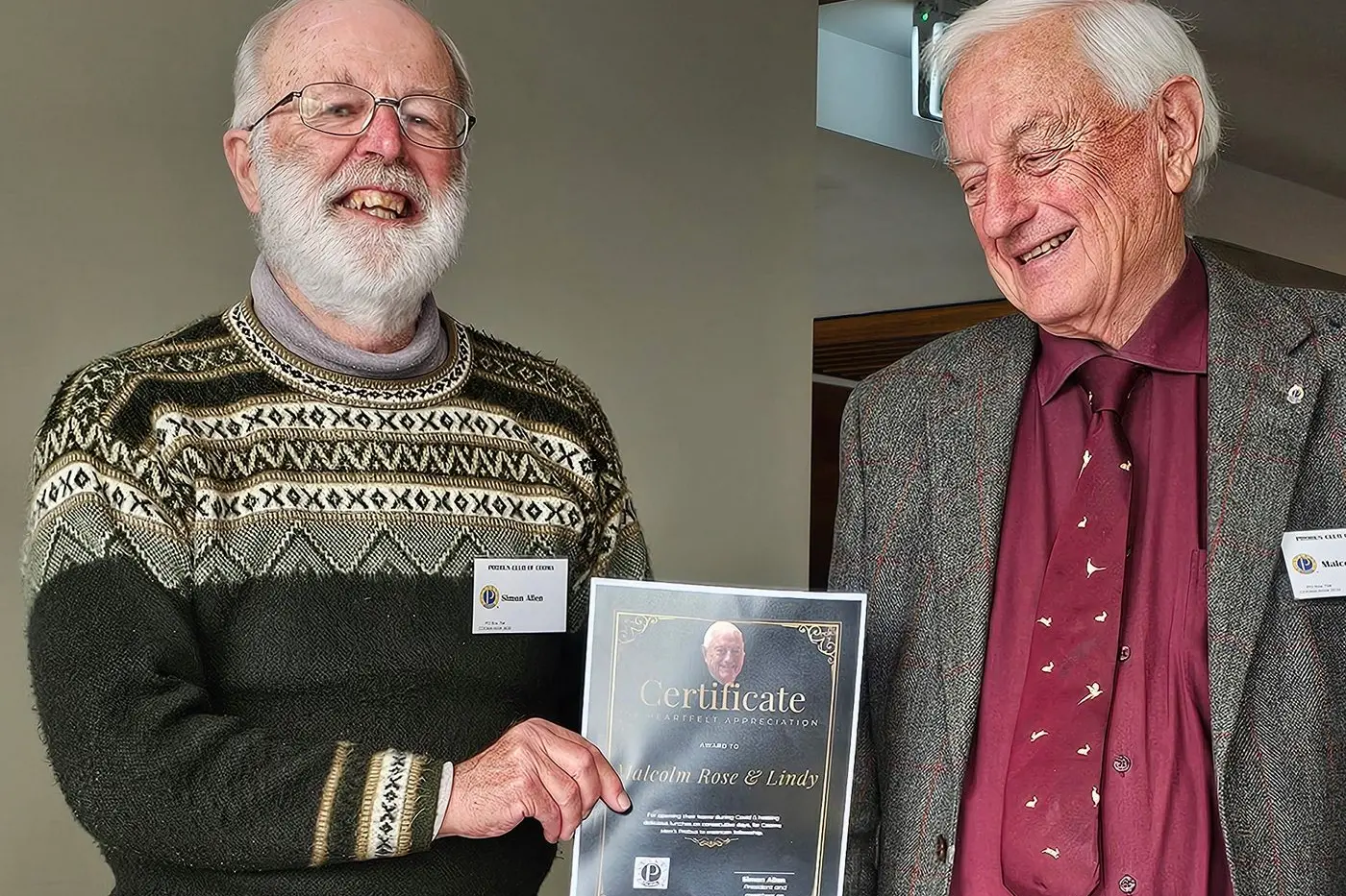 Cooma Men's Probus honour Roses