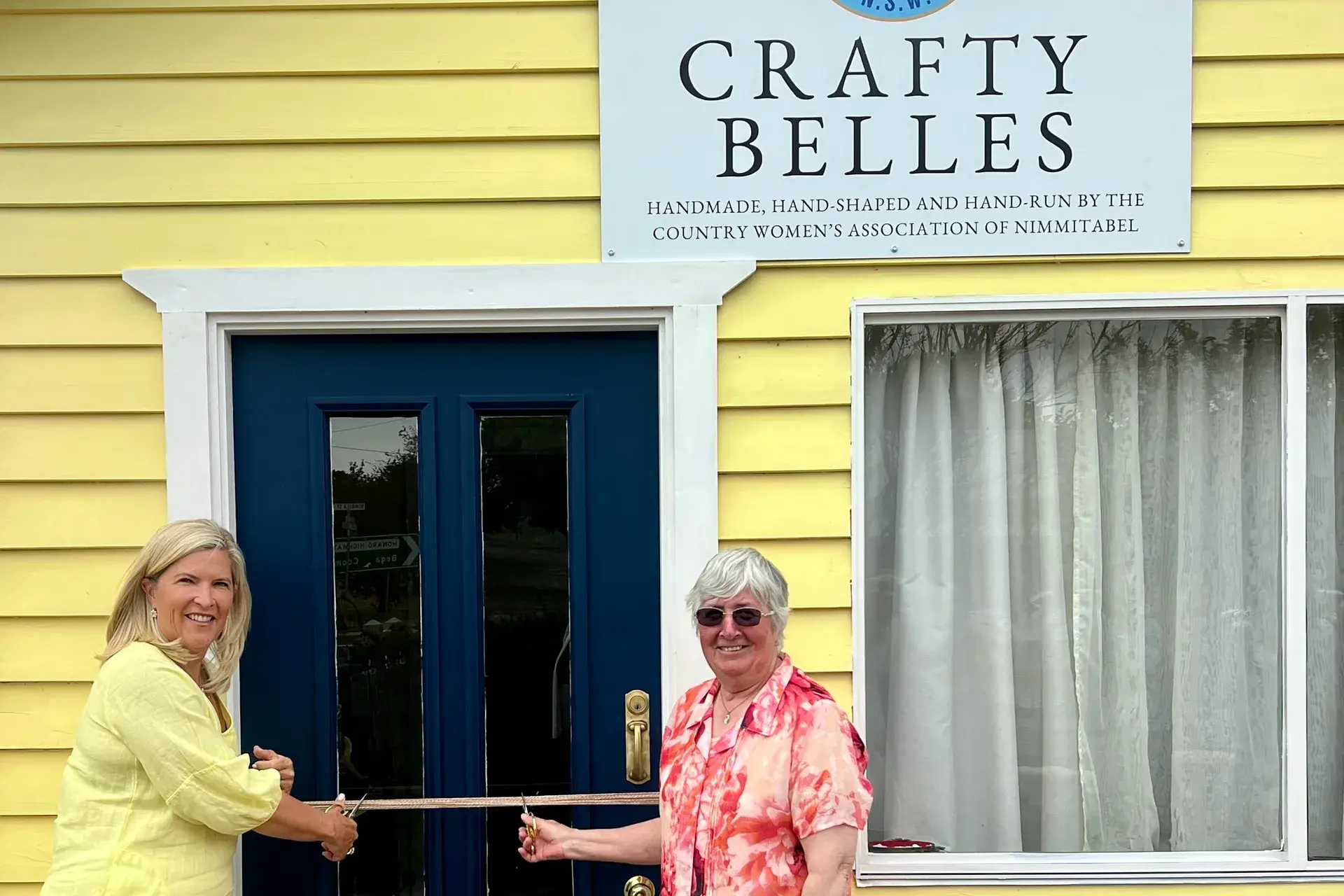 <p>OPEN: Bronnie Taylor, left, and president CWA branch Nimmitabel, Leonie Thistleton, officially open the renovated Crafty Belles CWA shop. PHOTO: Supplied</p>\\n