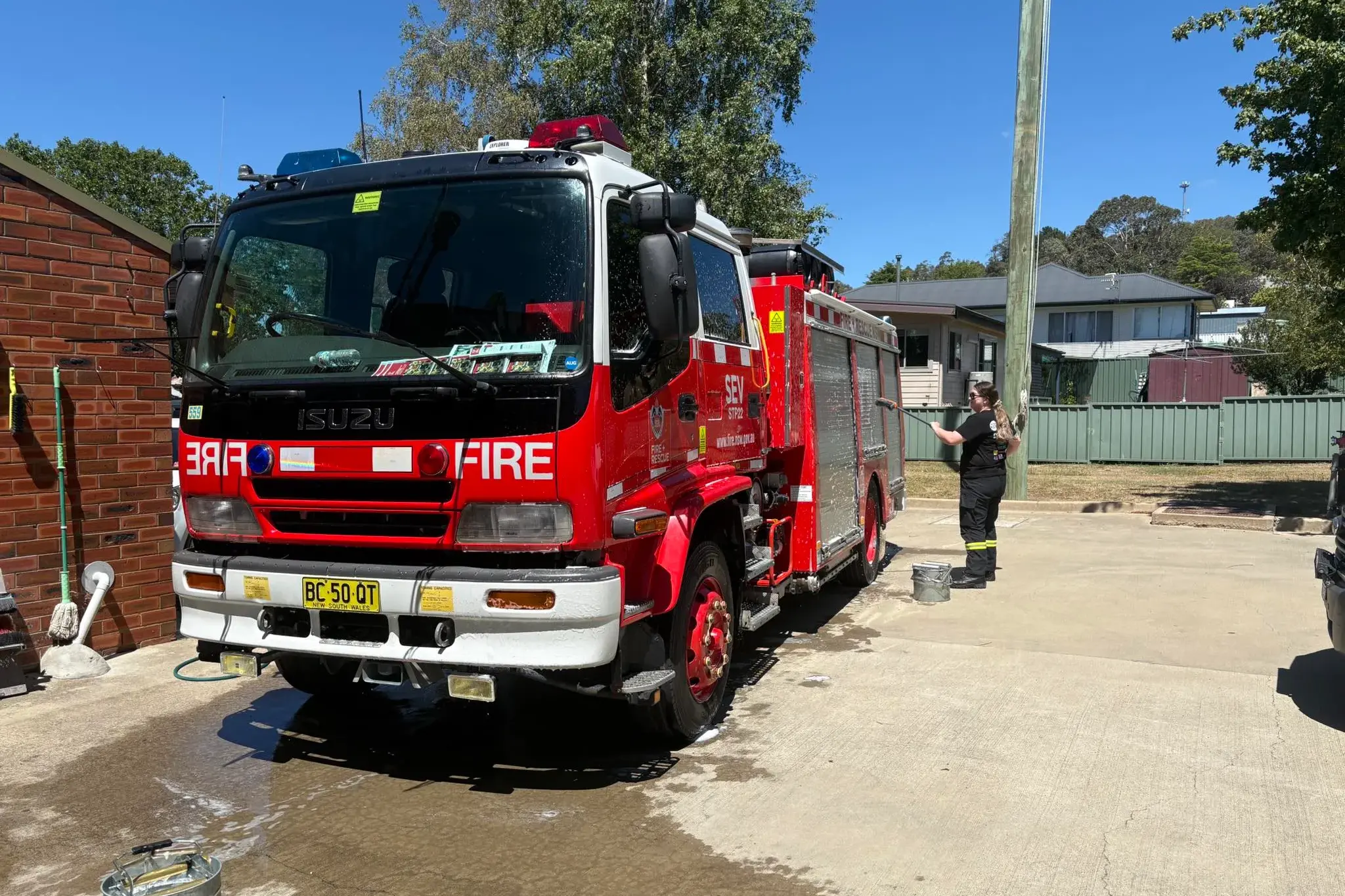 <p>RECRUITING: Fire and Rescue NSW Bombala 230 is currently looking for more community members to join its team. The crew was out and about on Monday chatting with the community, sharing fire safety tips, and showing what they do.  PHOTO: Supplied</p>\\n