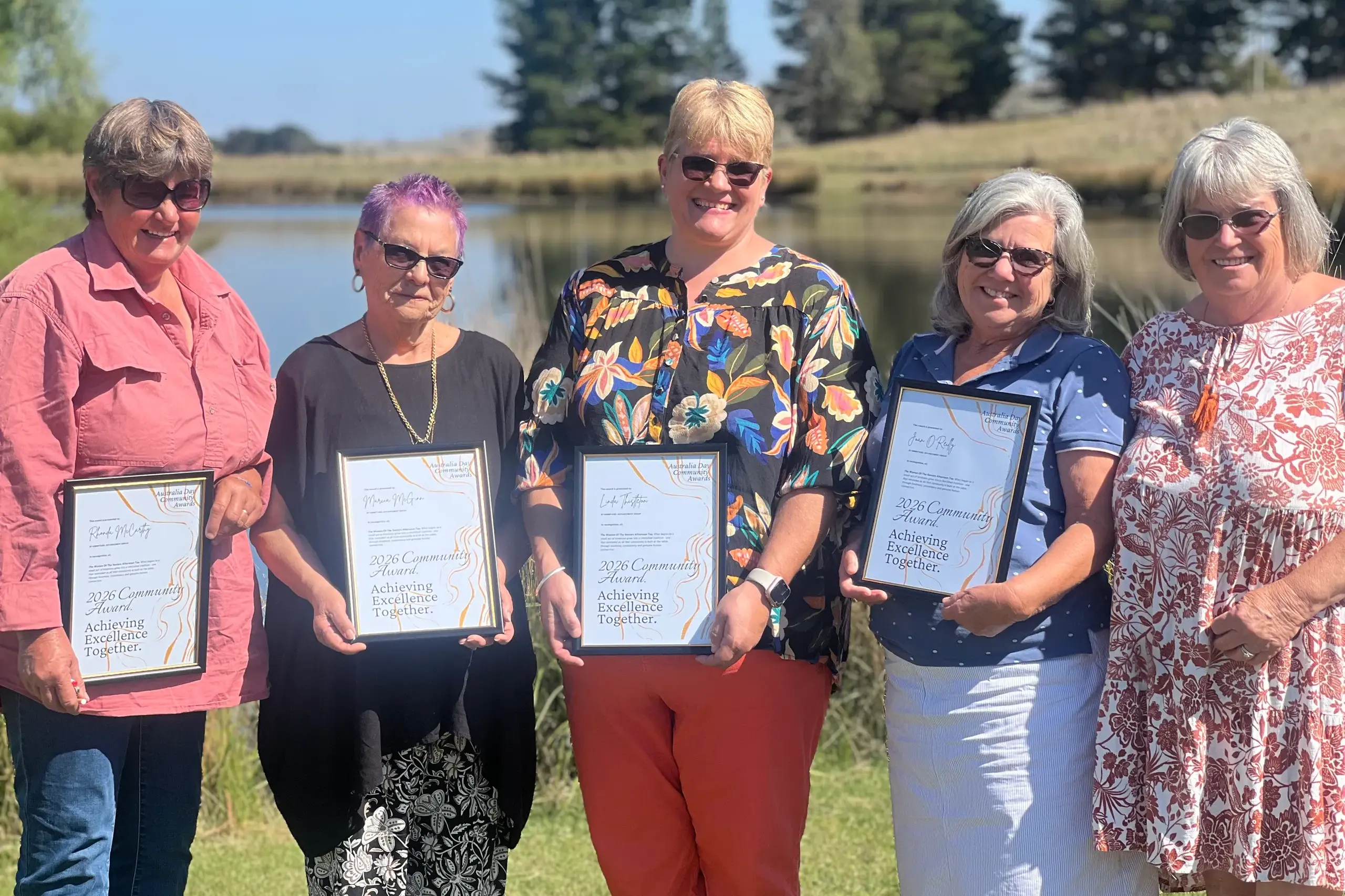 <p>HONOUR: Rhonda McCarthy, Marcia McGinn, Linda Thistleton and Joan O\\u2019Reilly, with their awards and Nimmitabel Advancement Group\\u2019s president, Vickie Pollard (right). PHOTO: Supplied </p>\\n
