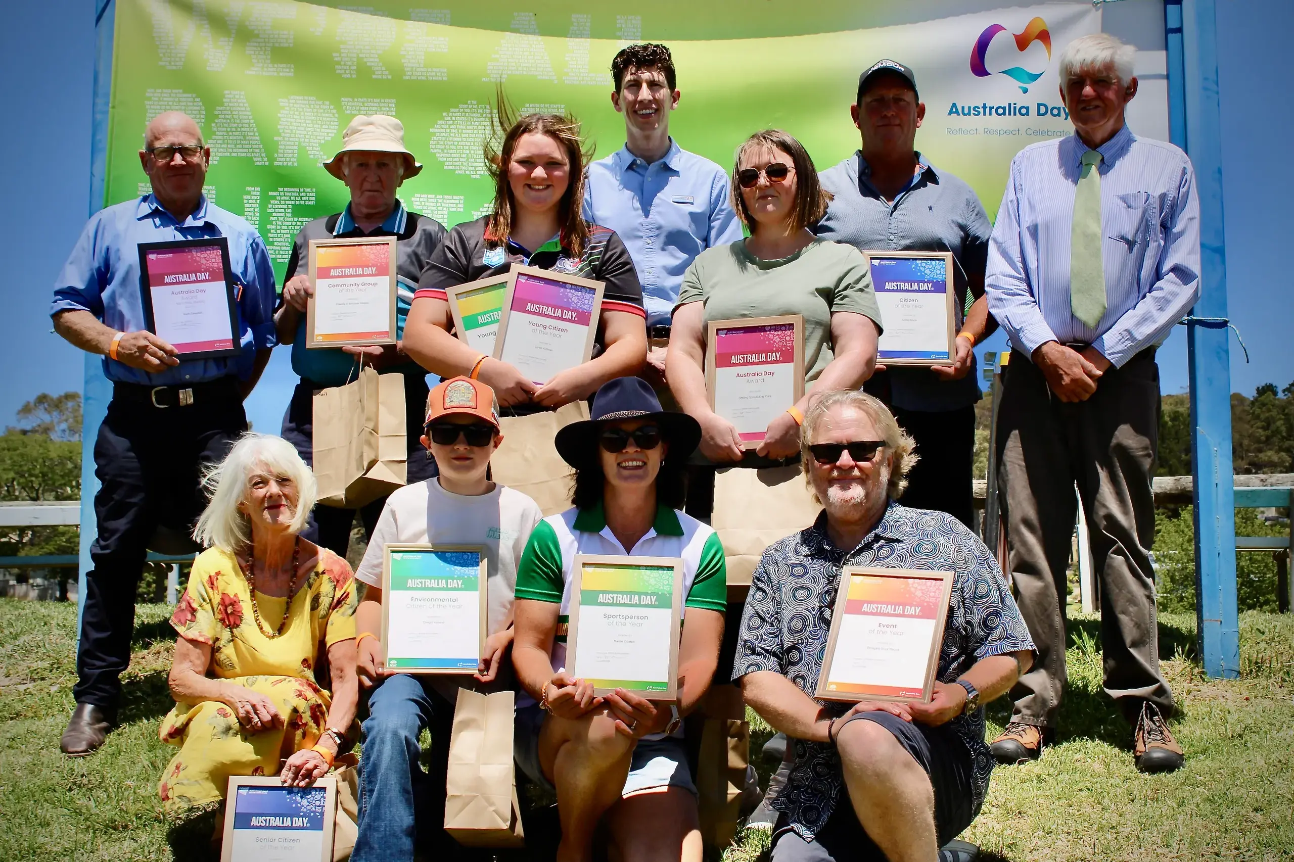 <p>COMMUNITY PRIDE: Bombala Australia Day 2026 award recipients (back from left) Keith Campbell, Alan Simpson, Lorelli Kidman, ambassador Dr Veness, Alisha Jones, Aaron Bruce, Cr Bob Stewart, (front from left), Francesca MacLaurin, Dwight Kelland, Maree Coates and Brad Bannister. PHOTO: Melinda Cairns Hack</p>\\n