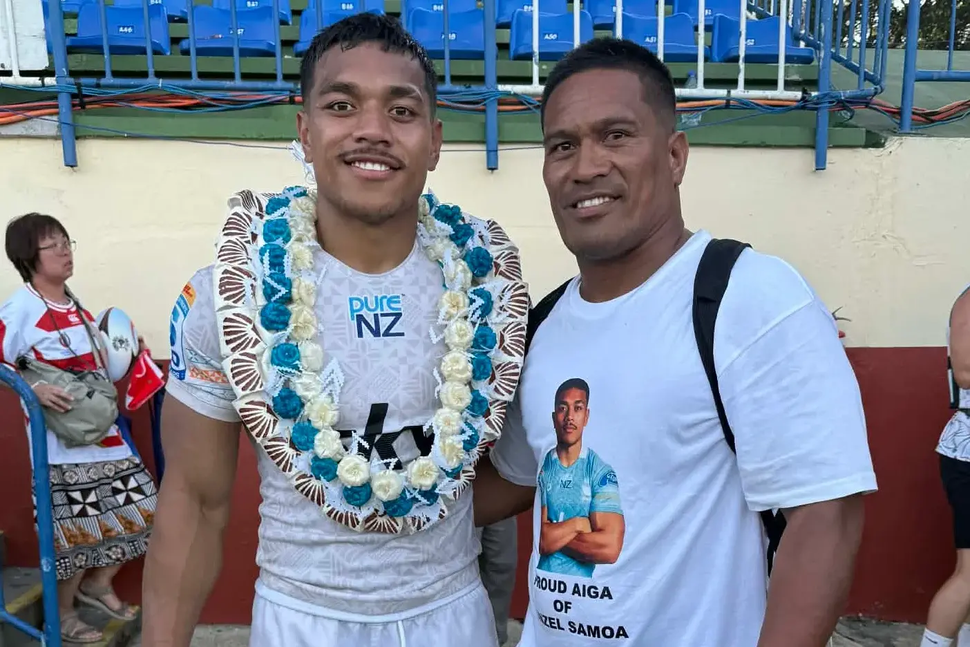 <p>TEAM FUNDRAISING EFFORT: Denzel Samoa and Tui Samoa before Denzel\\u2019s debut on the Fijian field. PHOTO: Supplied</p>\\n
