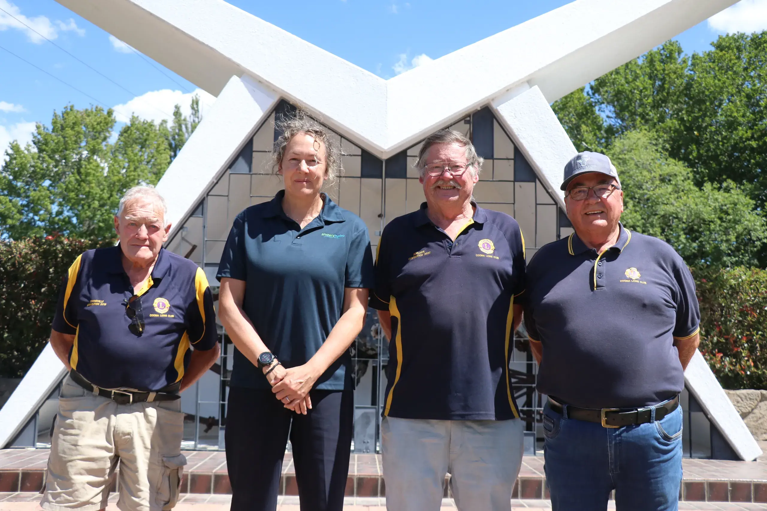 <p>REMEMBERING: Cooma Lions Club members (from left) Chris Reeks, David Brison and John Neilson join Snowy Hydro\\u2019s Susie Campbell, community engagement, at the Southern Cloud Memorial. PHOTO: Nathan Thompson</p>\\n