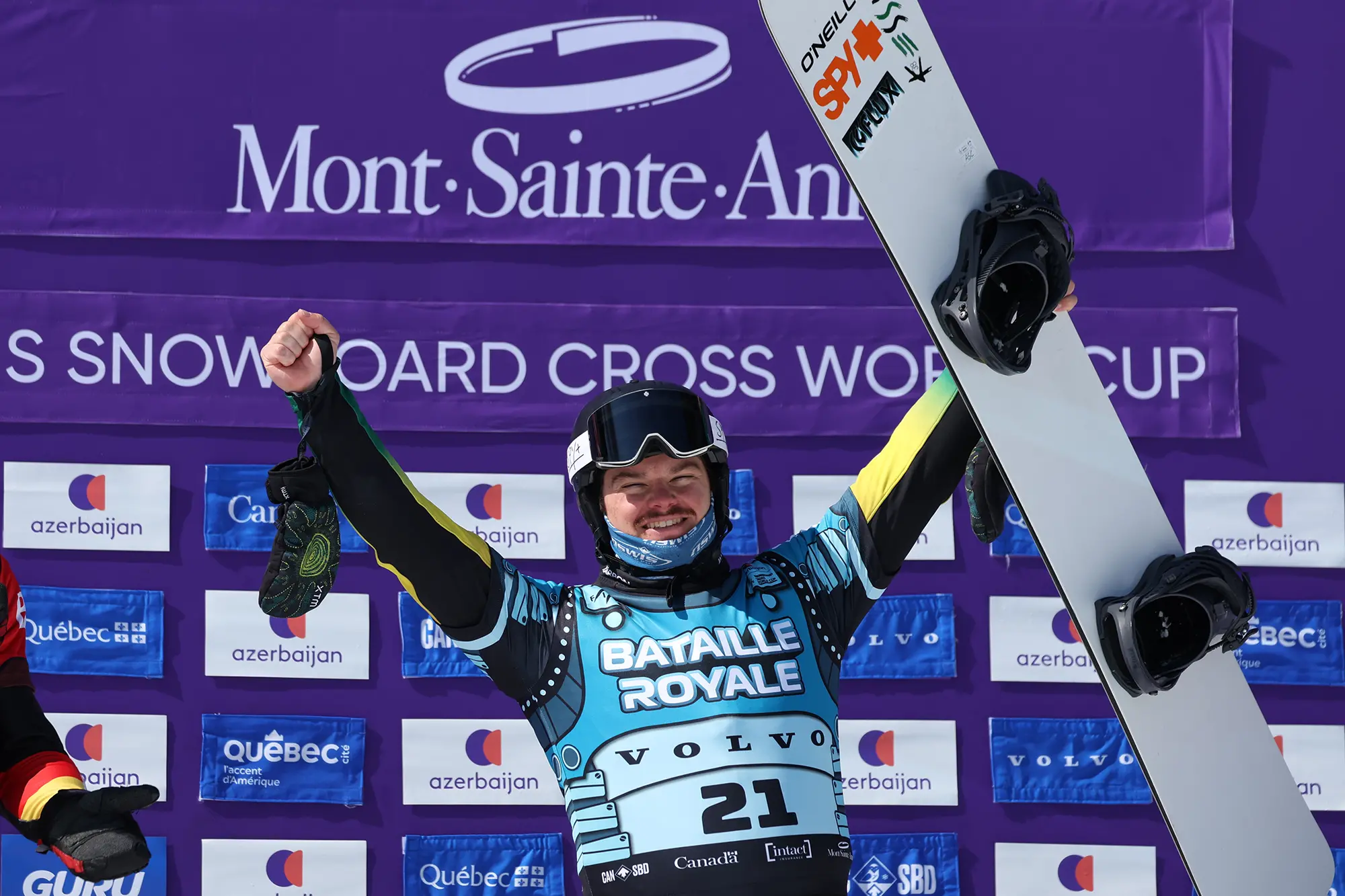 <p>CELEBRATE: Jindabyne snowboard star, Adam Lambert, is all smiles after winning World Cup gold. PHOTO: FIS Snowboard</p>\\n