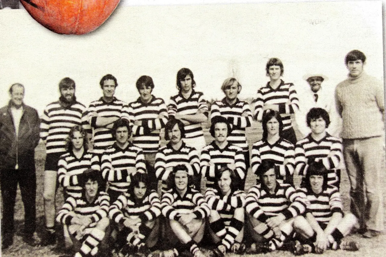 <p>CELEBRATE: The 1976 Cooma Cats team. The club would like to add the missing names to the following : Bill Bartling back left, Tom Stead, Darryl Kettles, Max Reeve (captain), Peter Ohlin, M Williamson, Ron Bennett. Middle row: -, Richard Wild, Barry Dance, -, Paul Spain, Mark Spain. Front: Peter Southwell. PHOTO: Supplied</p>\\n