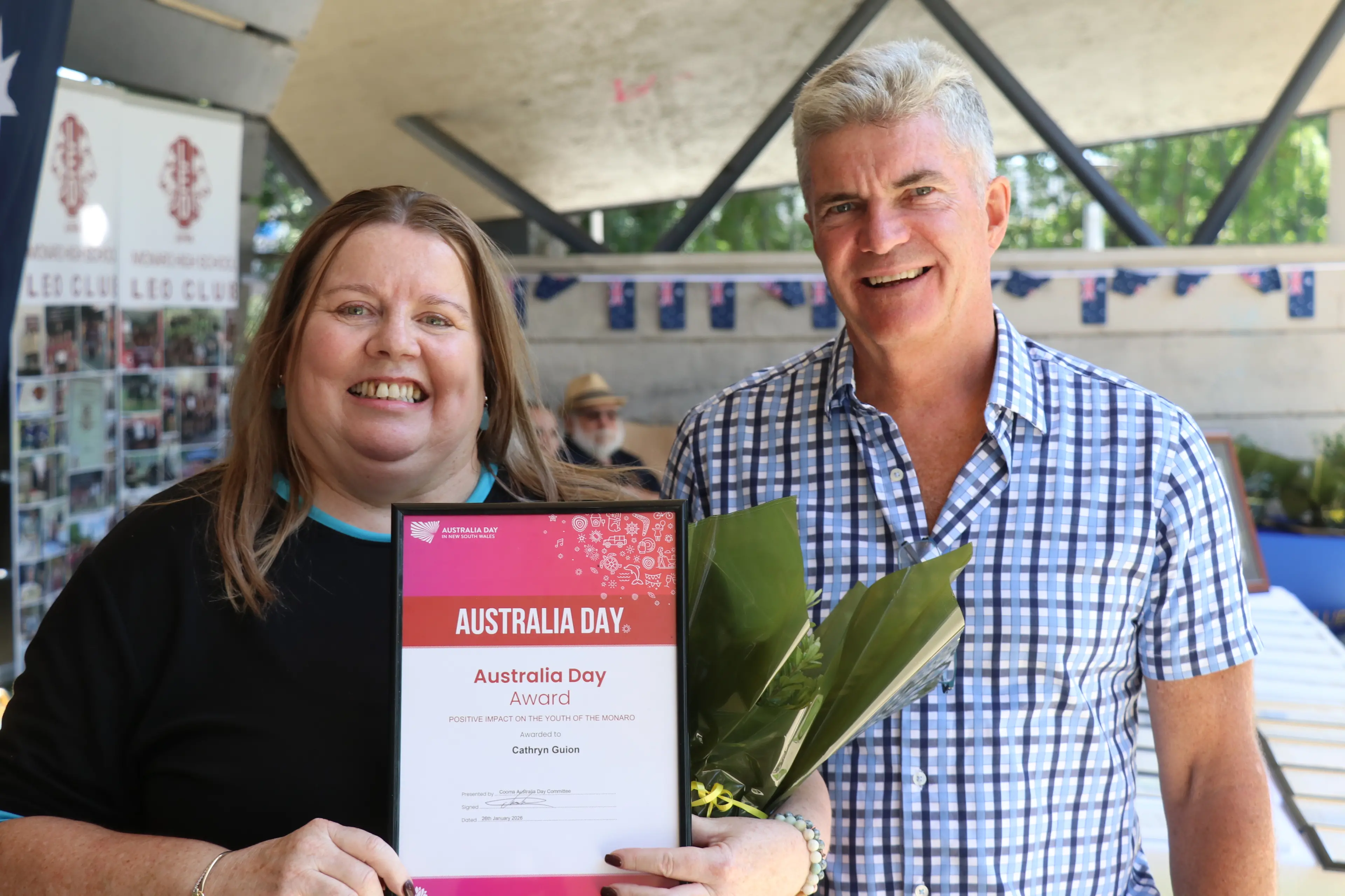 <p>PRAISE: Y NSW youth programs co-ordinator Cooma, Cathy Guion, received an Australia Day 2026 award for her efforts supporting young people. The award was presented by Member for Monaro, Steve Whan. PHOTO: Nathan Thompson</p>\\n