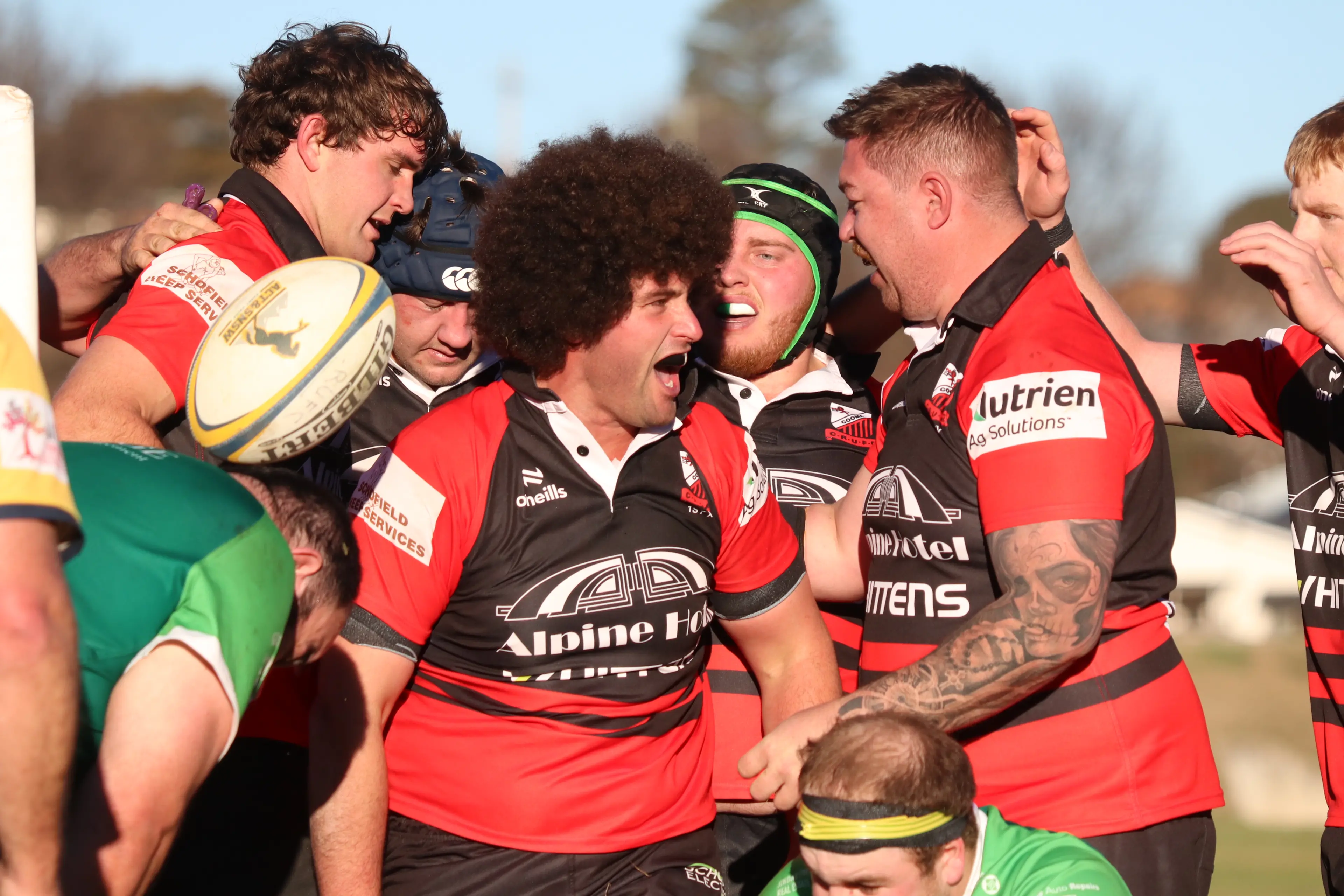<p>WINNERS: The Cooma Red Devils celebrate a try during their one-point win over the Jindabyne Bushpigs. PHOTO: Nathan Thompson</p>\\n