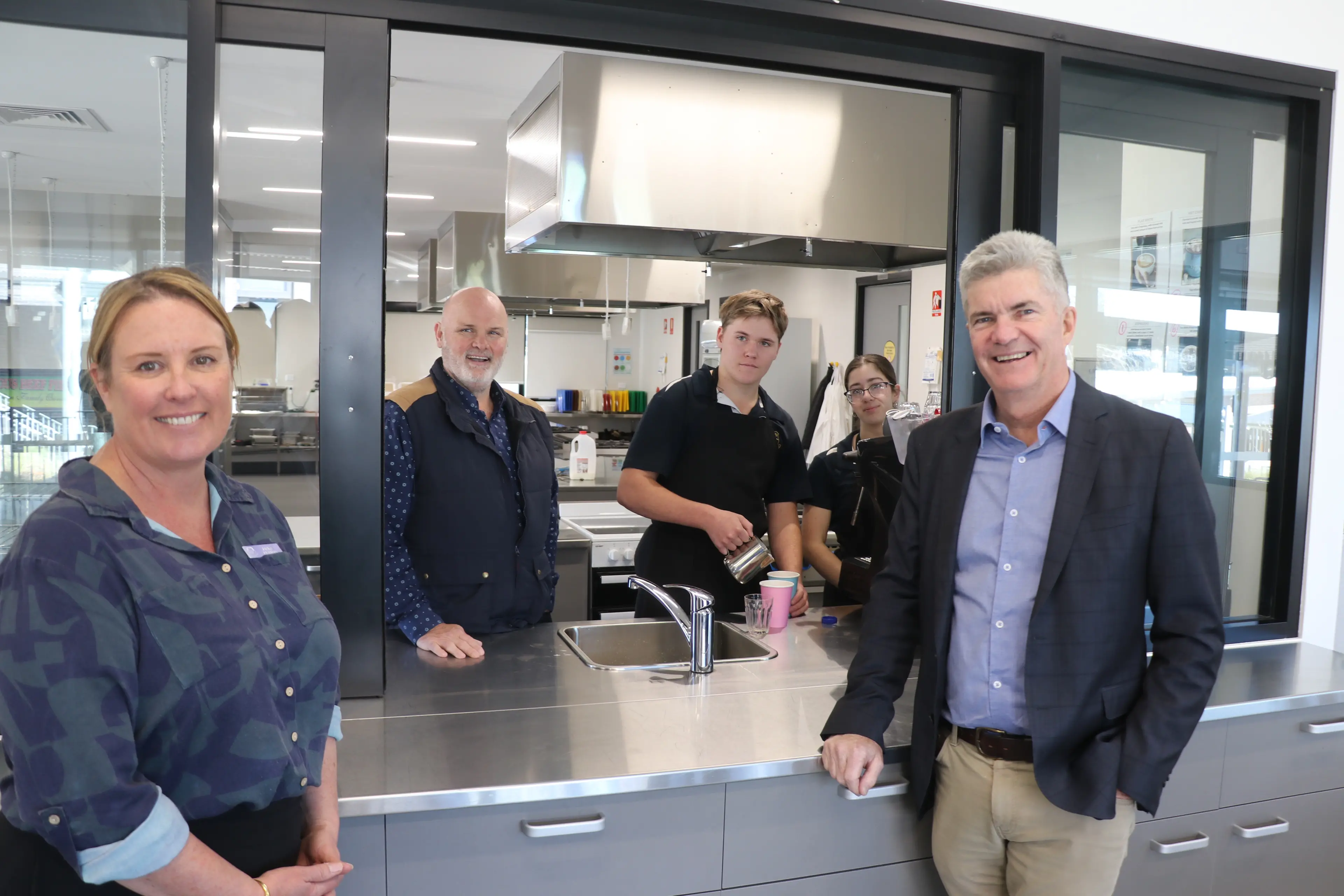<p>SKILLS: Monaro High School vocational education head teacher, Jackie Fenton (left), principal, James Armitage (back left), and Member for Monaro, Steve Whan (right), join students Riley and Olivia to launch the educational pathways program in the region. PHOTO: Nathan Thompson</p>\\n