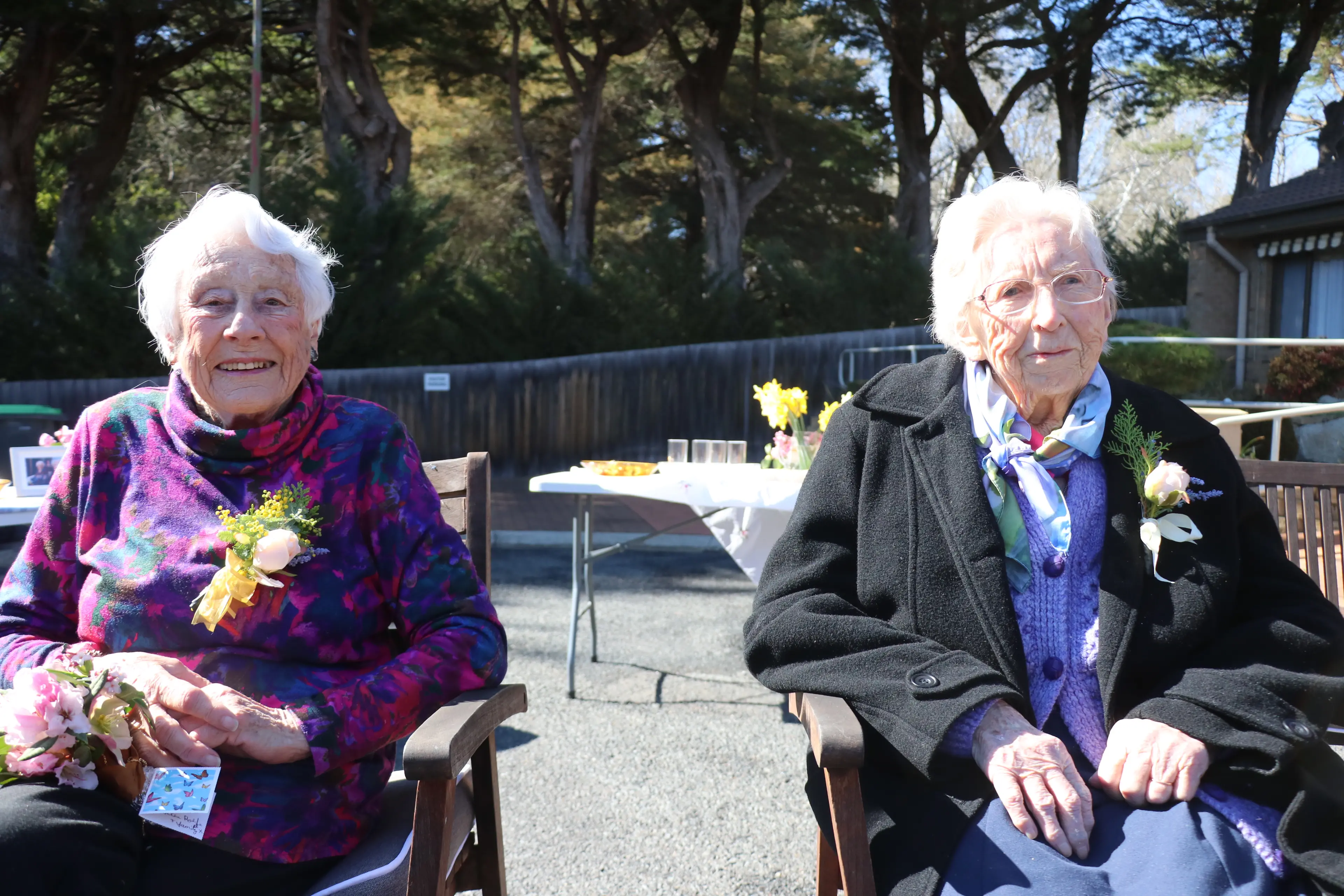 <p>MILESTONE: Cooma residents, Heather Little (left) and Eileen Tindall who are neighbours, celebrated their 100th birthday on the same day. . PHOTO: Nathan Thompson</p>\\n