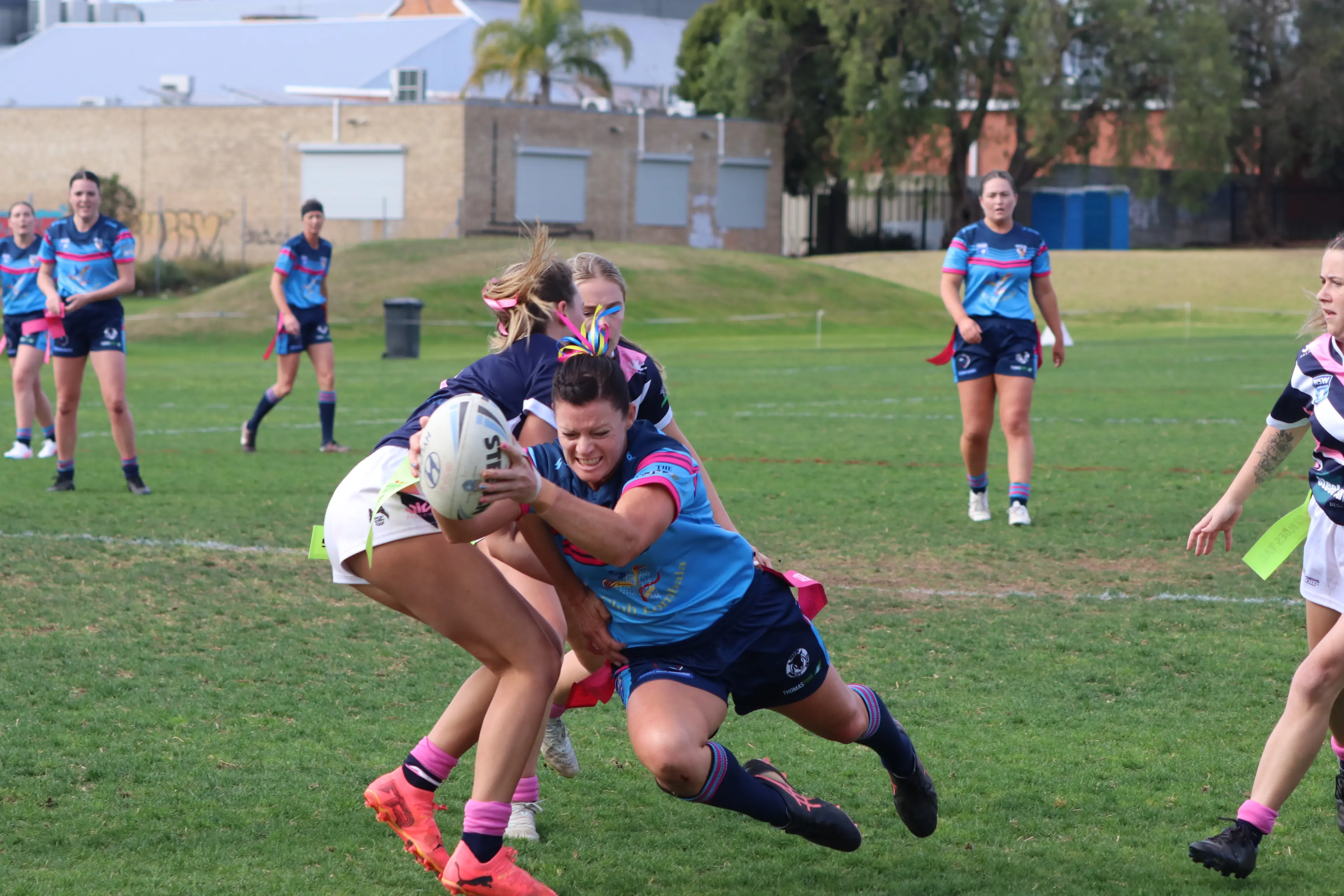 <p>CHAMPIONS: The Bombala High Heelers score their first try of the grand final through Maree Coates. Bombala goes on to win 22-6. PHOTO: Nathan Thompson</p>\\n
