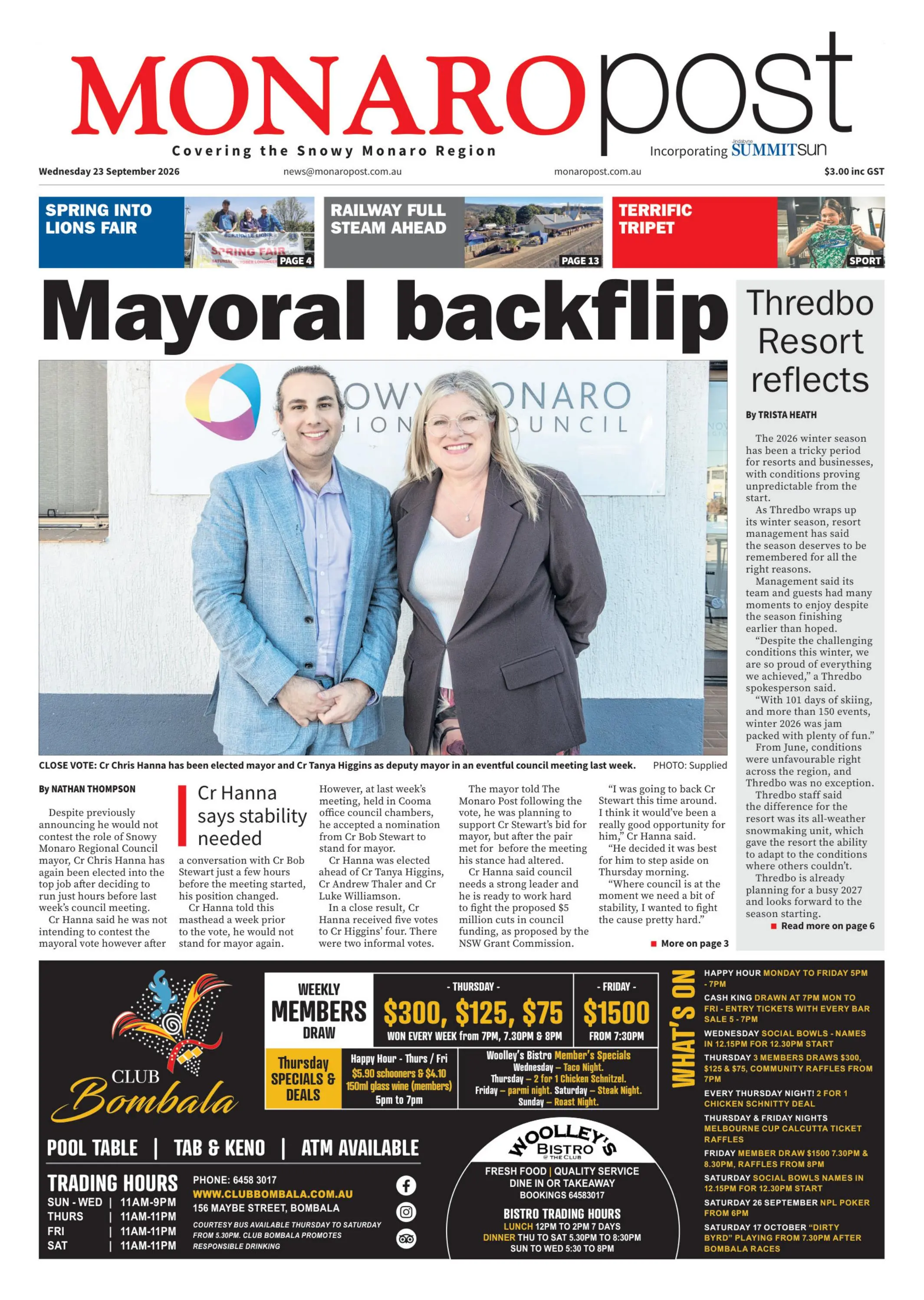 Monaro Post, Wednesday, 23 September, 2026