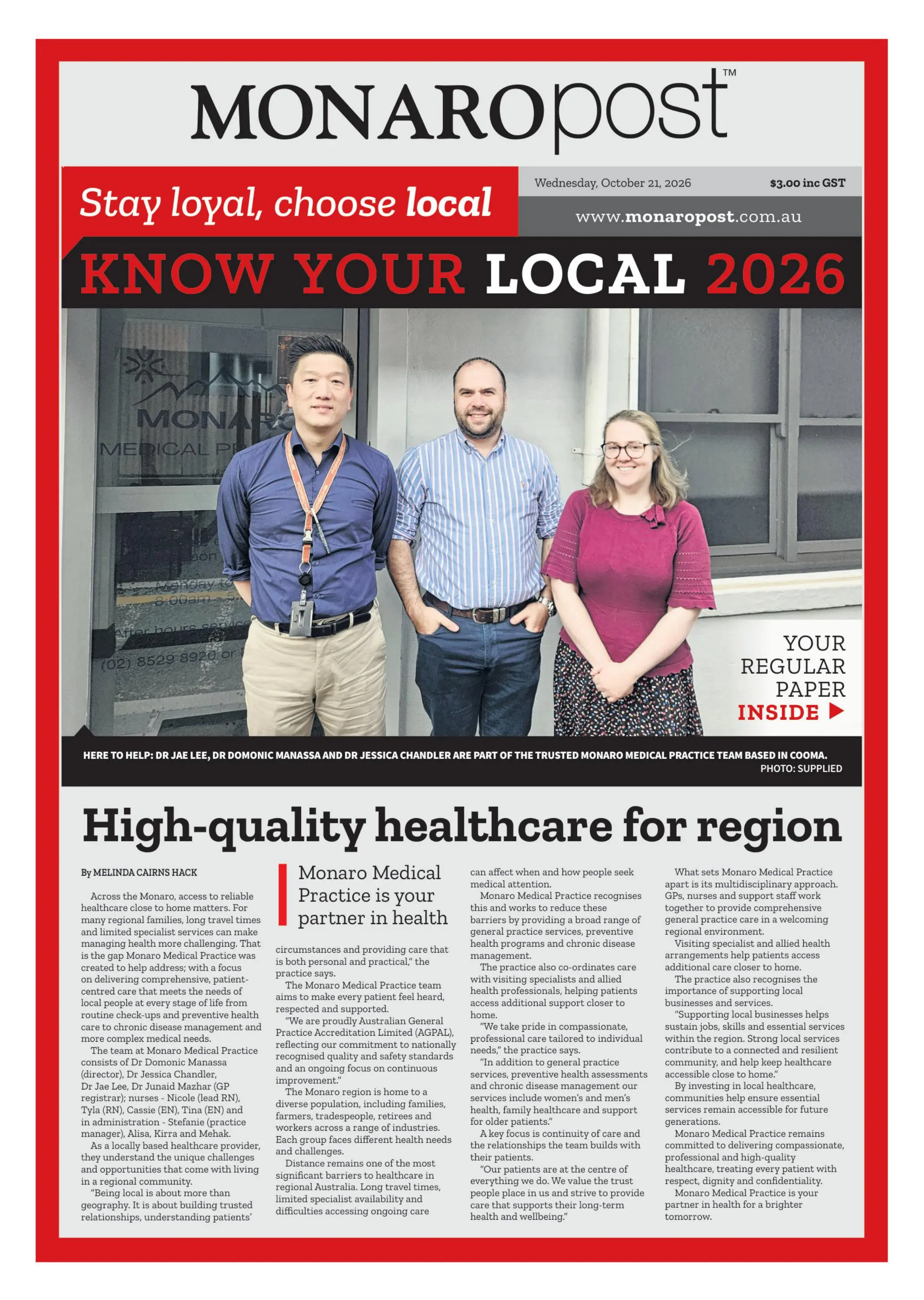 Monaro Know Your Local, Wednesday, 21 October, 2026, Wednesday, 21 October, 2026
