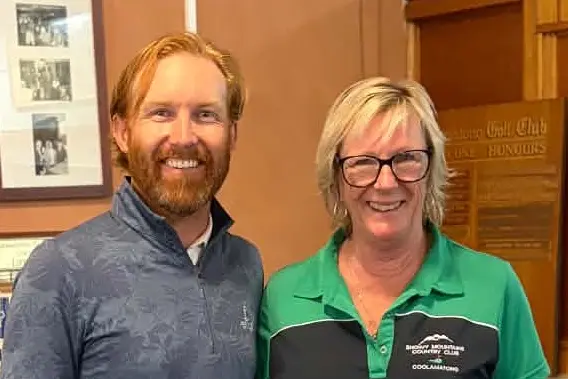 <p>SUCCESS: Michelle White wins the Coolamatong Ladies Open, she is pictured with club president Josh Crawford. PHOTO: Supplied</p>\\n