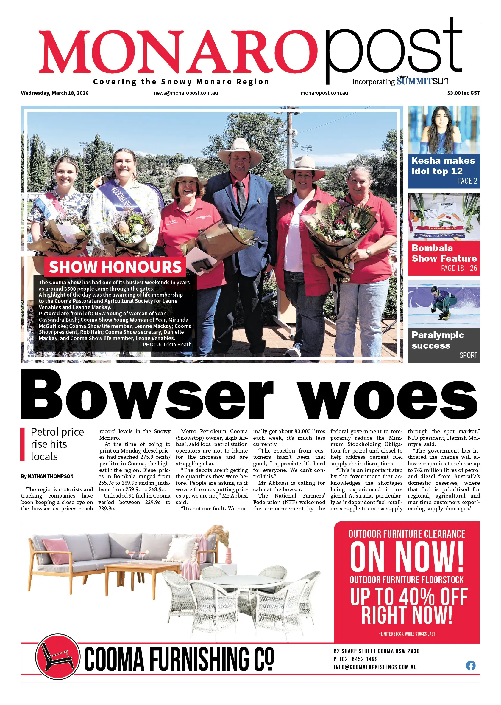 Monaro Post, Wednesday, March 18, 2026