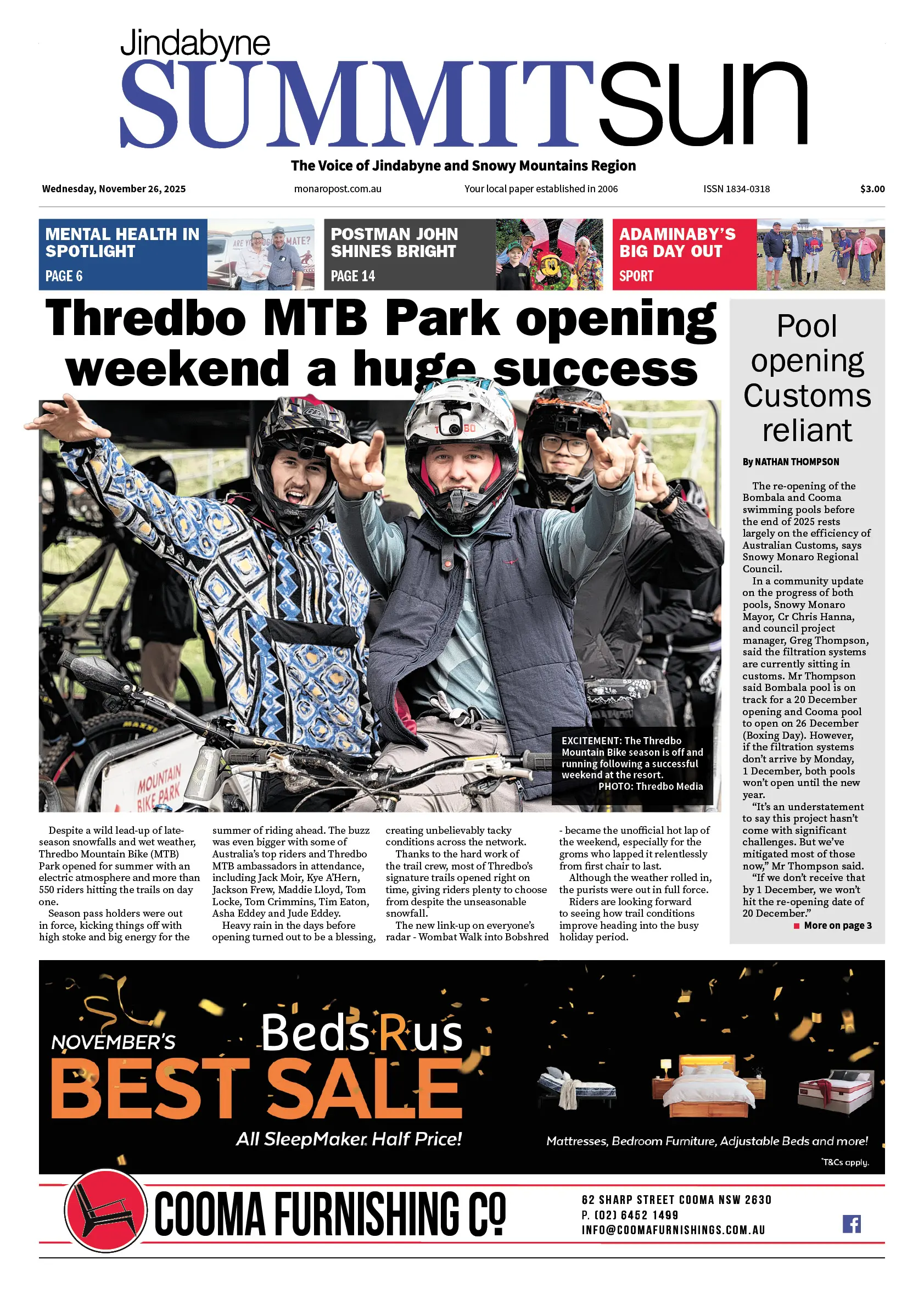 Jindabyne Summit Sun, Wednesday, November 26, 2025