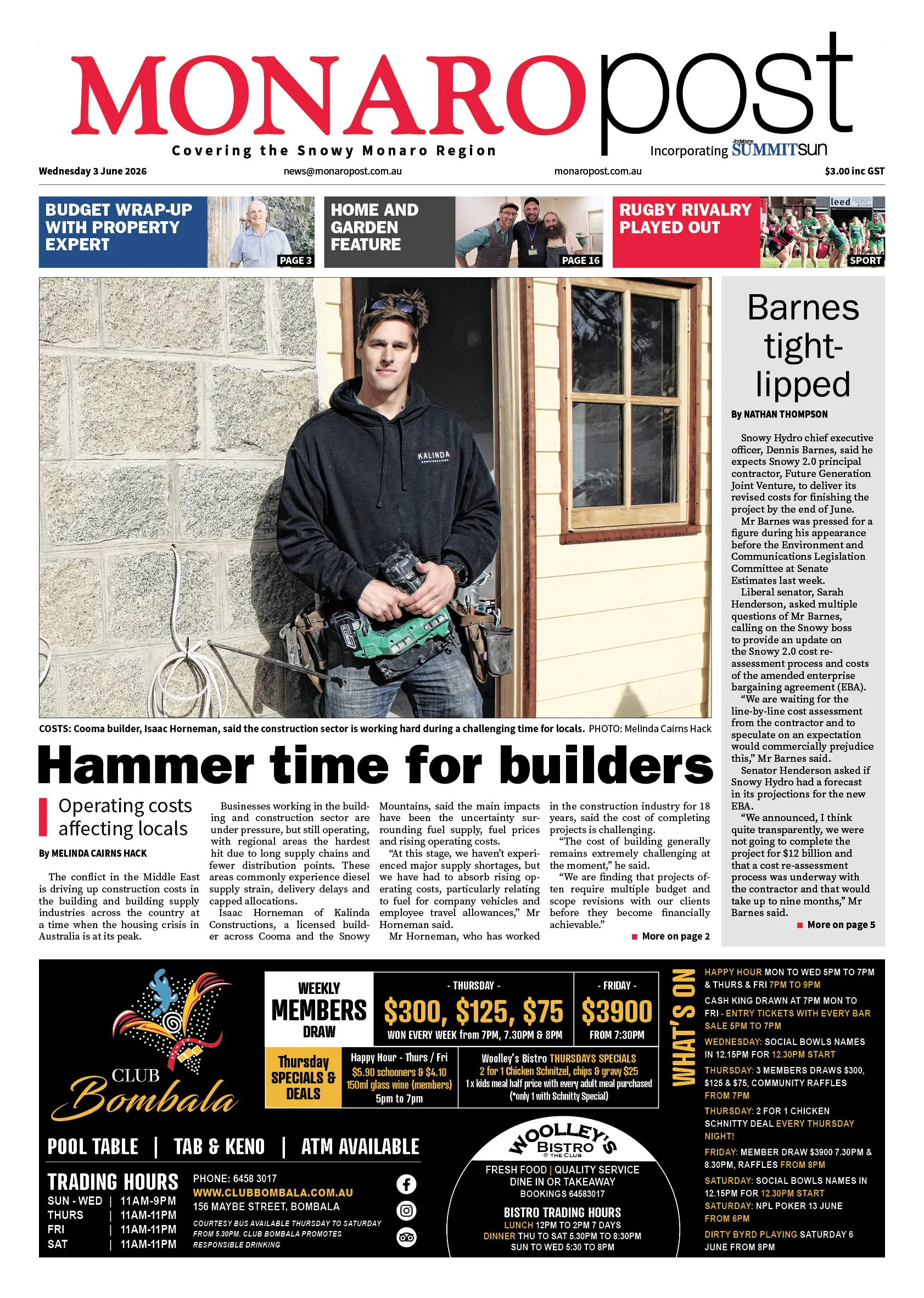 Monaro Post, Wednesday 3 June 2026