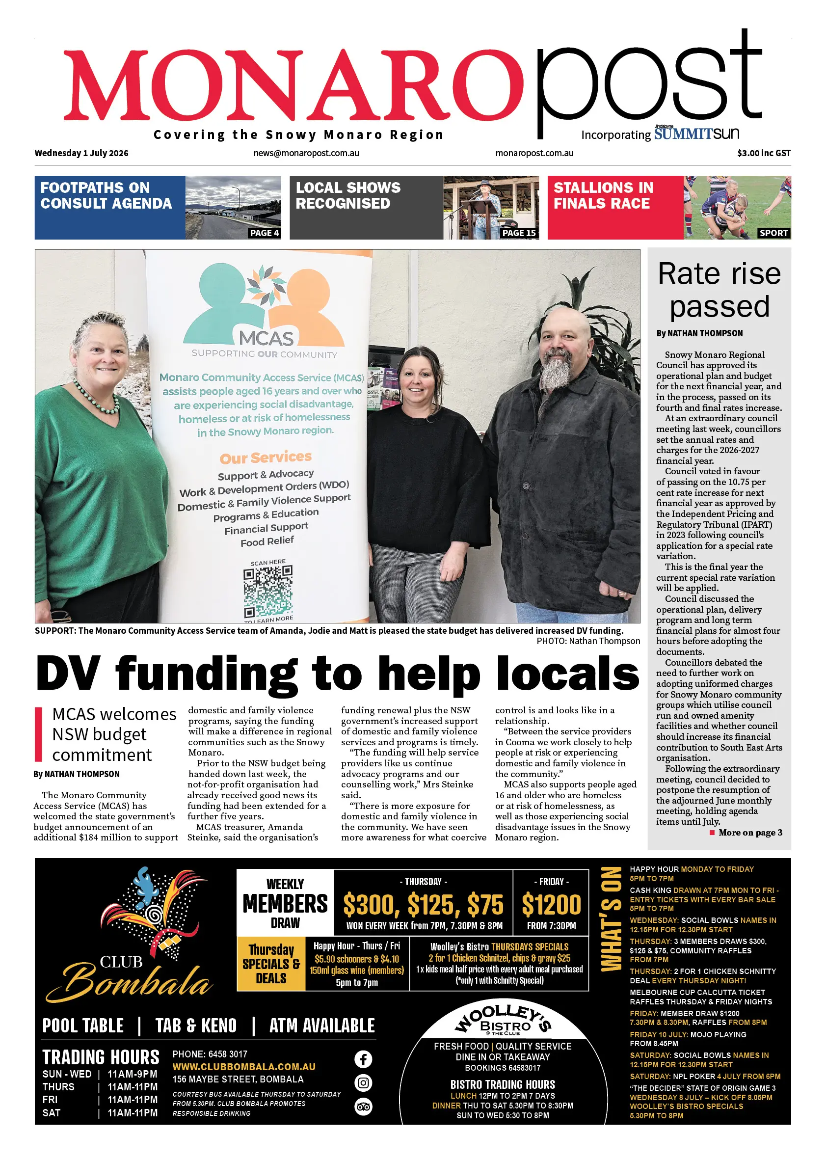 Monaro Post, Wednesday, 1 July 2026