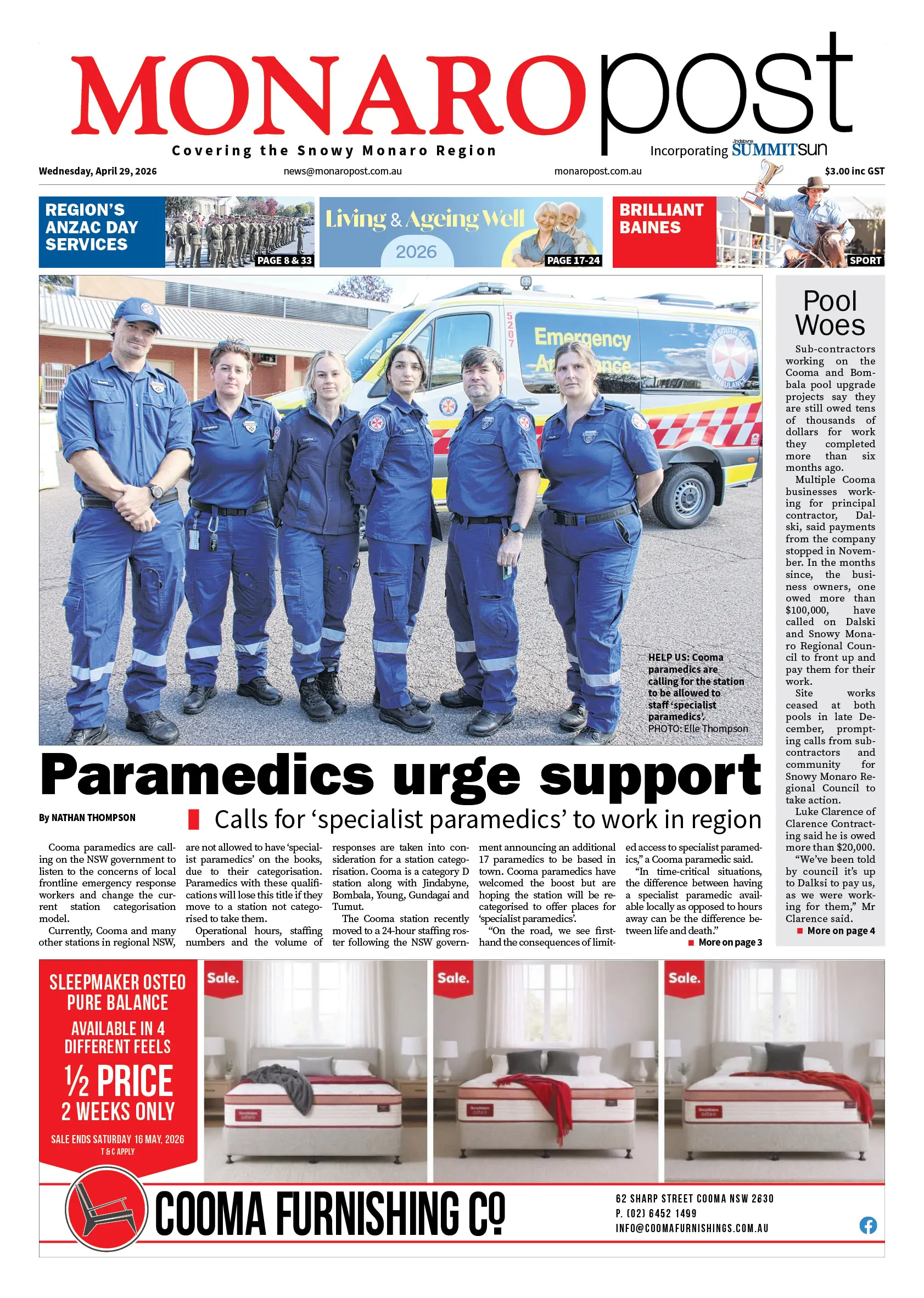 Monaro Post, Wednesday, April 29, 2026