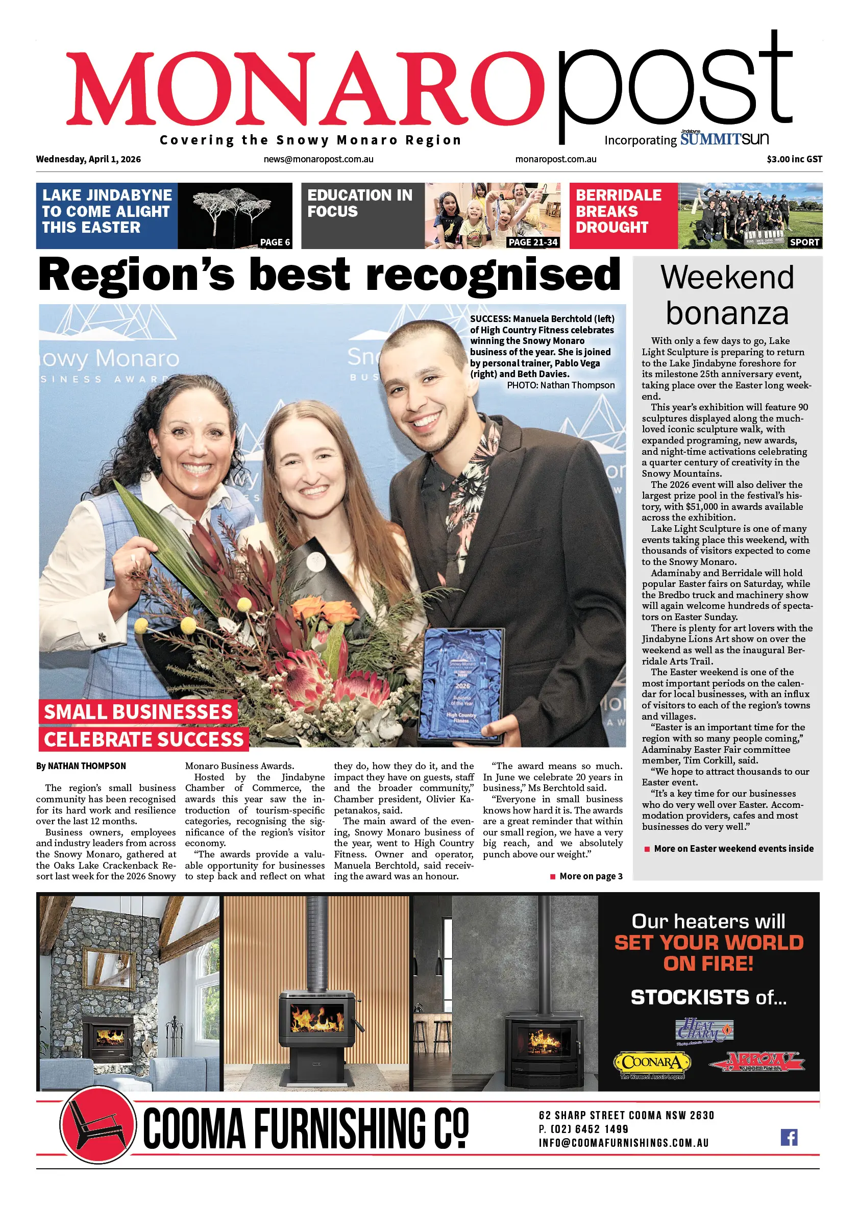 Monaro Post, Wednesday, April 1, 2026